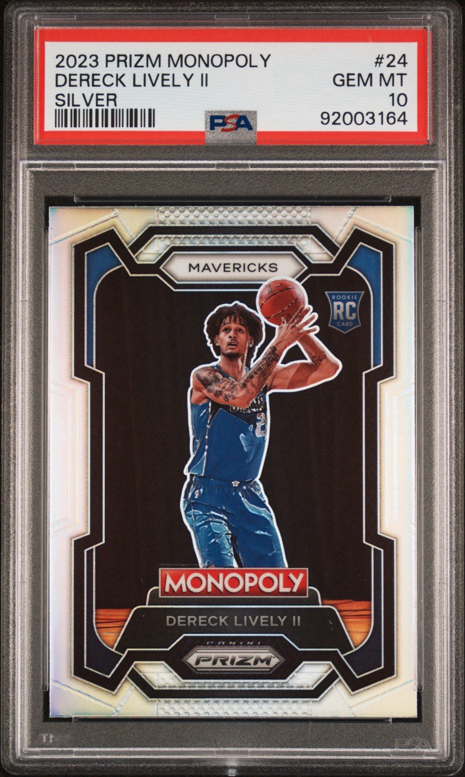 2023-24 Panini Prizm Monopoly Silver Prizm #24 Dereck Lively (RC) PSA 10 GEM MT
