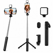 Selfie Stick Tripod with Bluetooth Remote and LED Light for iPhone and Android