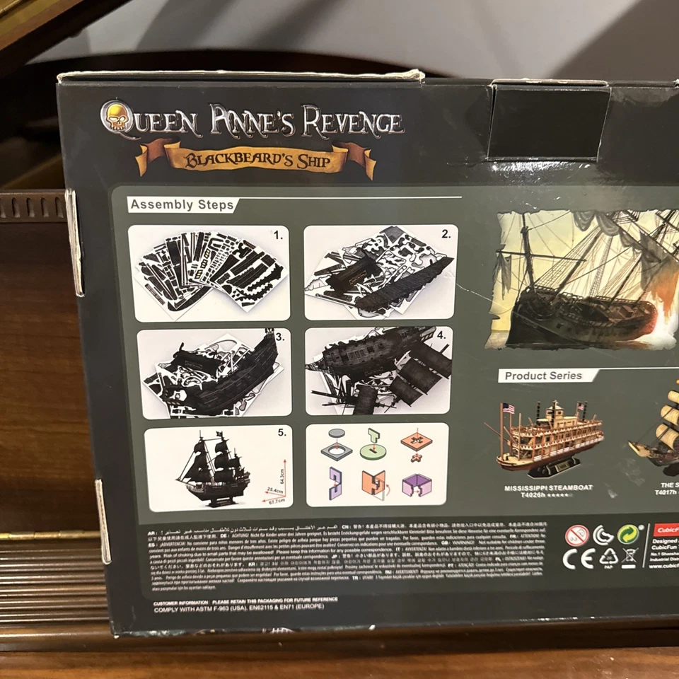 The Queen Anne’s Revenge Barbanegra Barco Pirata Divertido Cúbico Rompecabezas 3D LED Caja Abierta Foto 4 de 4