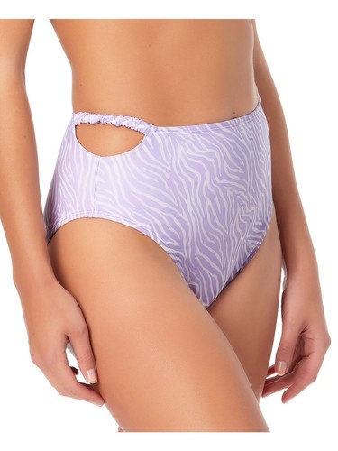 California Waves Women's Purple Stretch Smocked High Waisted Swimsuit Bottom M - 第 3/9 張圖片