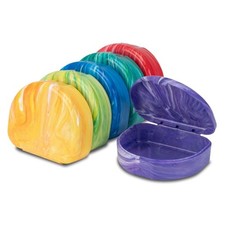 Practicon 7086010 Marble Colored Retainer Cases Hinged 7/8" Assorted 24/Pk