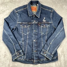 Levis Denim Jacket Mens Large Blue NBA Hennessy 1765 Embroidered Trucker