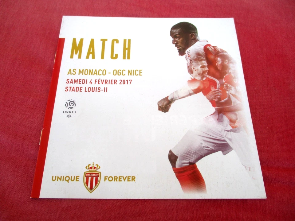 AS MONACO OGC NICE Programme MATCH 2017 CHAMPIONNAT DE FRANCE LIGUE 1 FOOTBALL - Photo 1/1