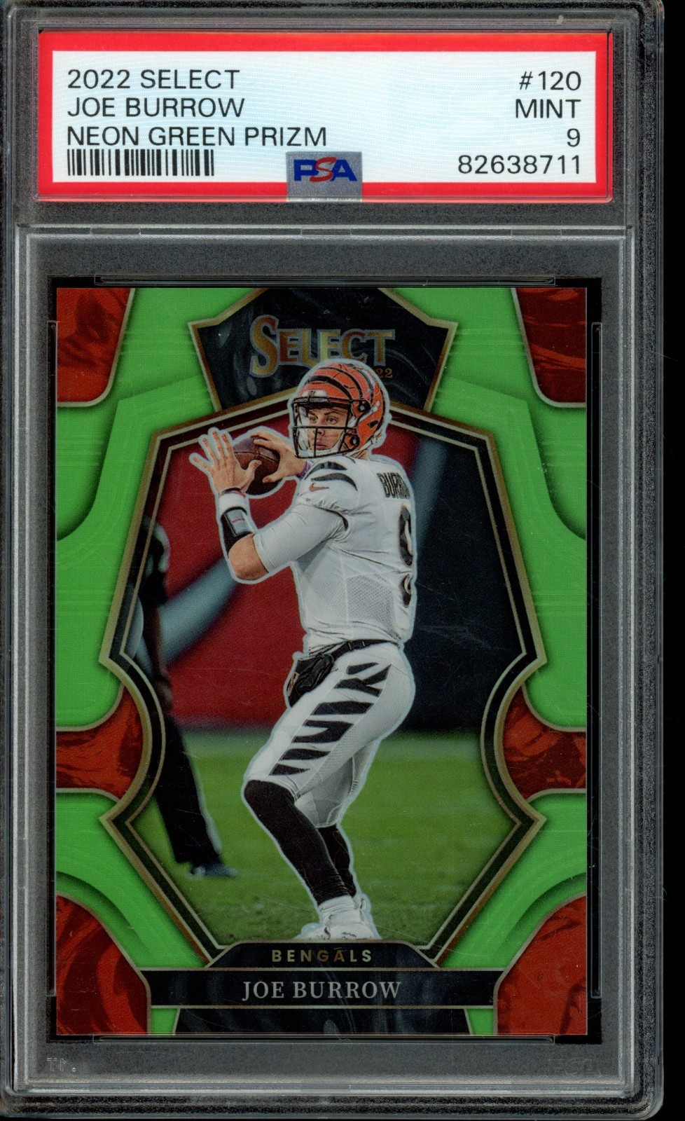 2022 Select Joe Burrow #120 Neon Green /49 #120 PSA 9