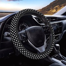 Steering Wheel Covers Anti-slip Elasticity Car One Size Black White Polka Dot Steering Wheel Covers Anti-slip Elasticity Car One Size Black White Polka Dot