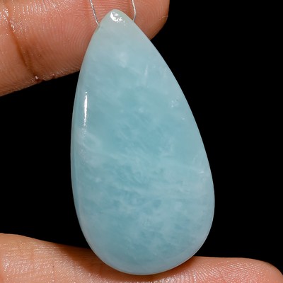 100% Natural Amazonite Pear Cabochon Drilled Gemstone 49 Ct. 41X21X6 mm A-34259