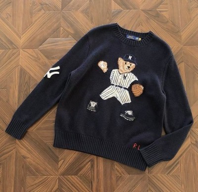 Ralph Lauren Polo Bear NY Yankees Cashmere Blend Sweater Men s Sizes M and L