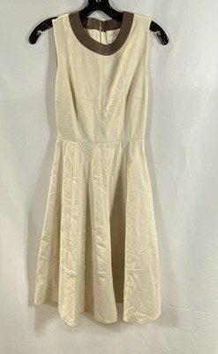 Kate Spade Women's Cream Leather Trim Fit & Flare Sleeveless Dress Size 2 |  eBay