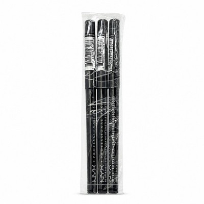 NYX Professional Makeup Retractable Eye Liner Pencil Waterproof Black, 3 pack