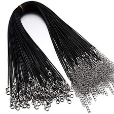 60Pcs Waxed Necklace Cord Bulk for Jewelry Making,Necklace Rope String PS-Black
