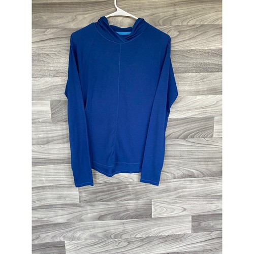 Title Nine Womens Blue Hooded Long Sleeve Athletic Top Thumbholes Size S