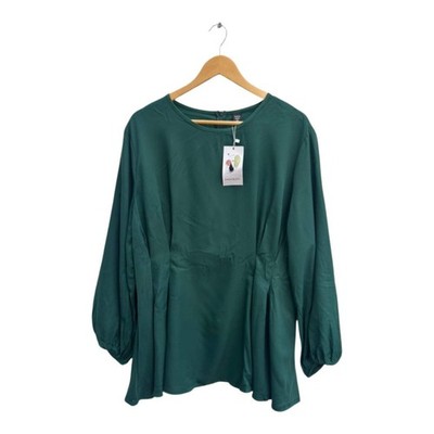 SHEIN CURVE Bluse Damen Shirt Tunika Oberteil Gr 3XL Smaragdgrün Langarm Elegant