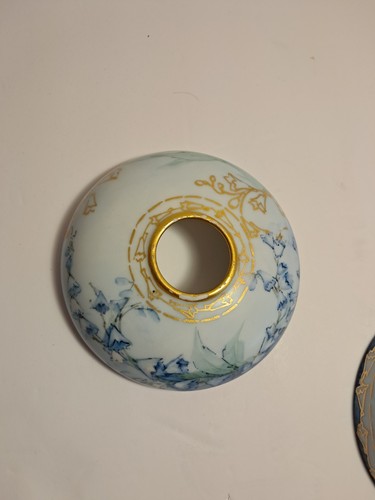 Antique T &V Limoges France Hair Receiver Porcelain Hand Painted Blue Flowers - Picture 19 of 22