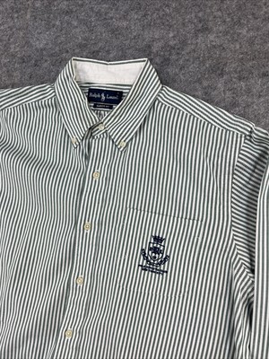Ralph Lauren Polo Mens Shirt Size Lg Classic Green Stripe Long Sleeve NYC  Crest | eBay