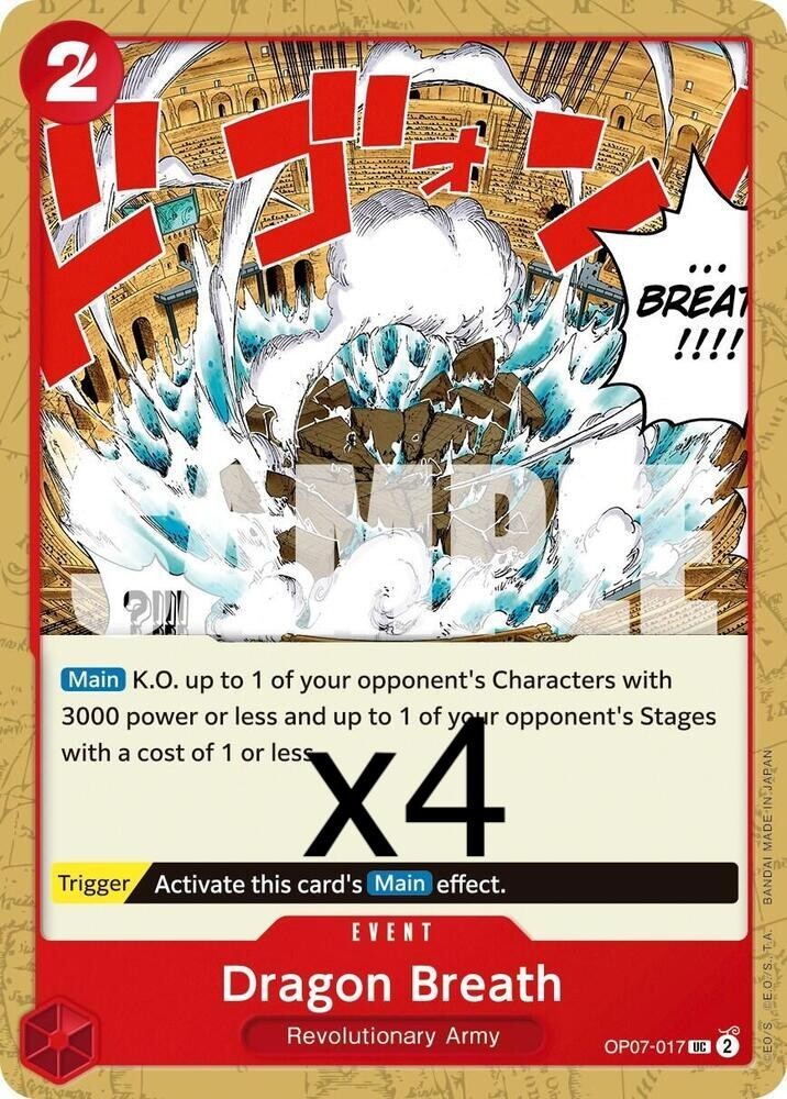 4X One Piece Card Game Dragon Breath OP07-017 Uncommon NM