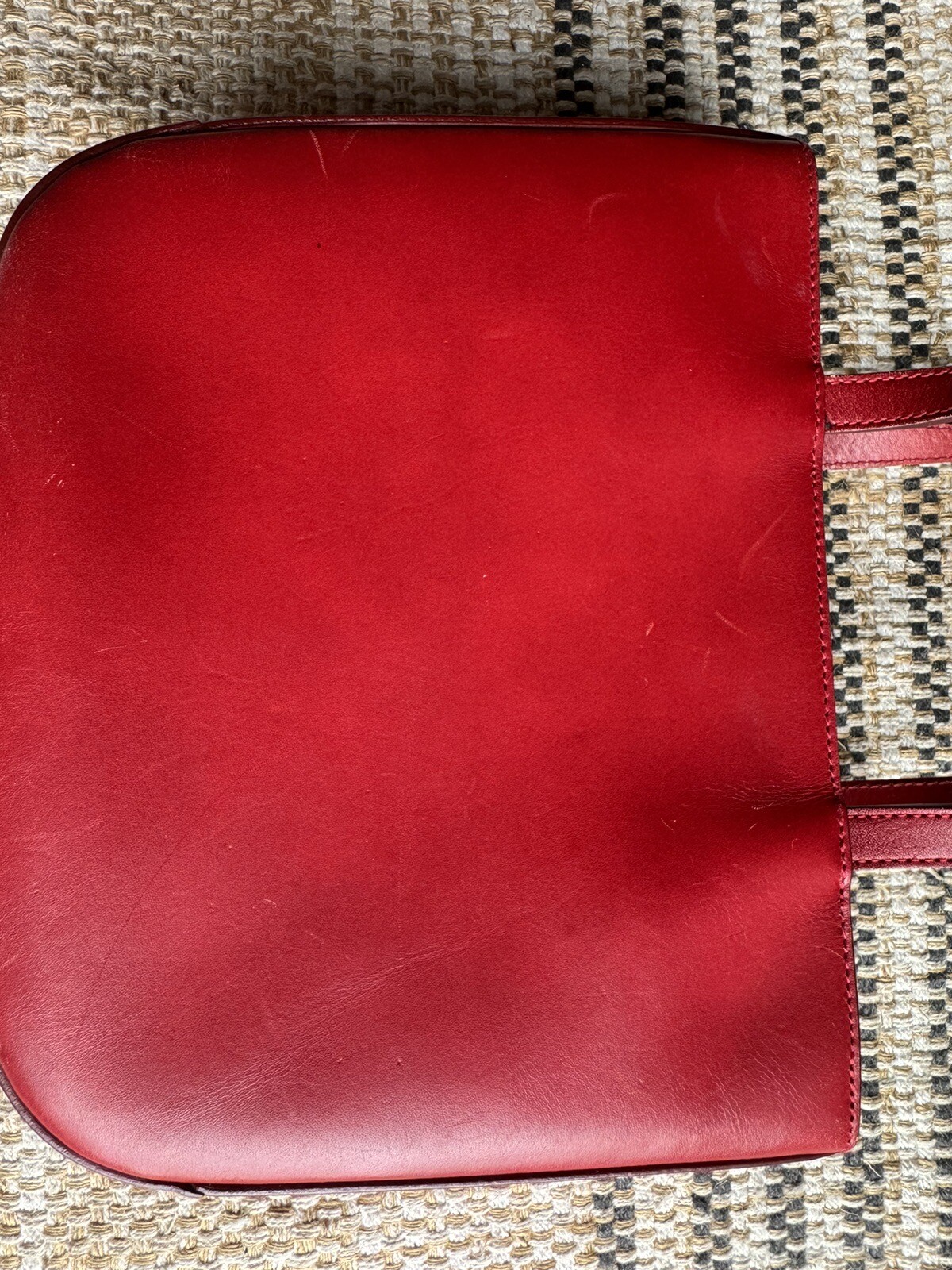 Polo Ralph Lauren RED Leather Tote Handbag Red Satchel structured Purse