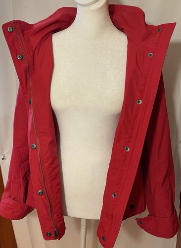 ABERCROMBIE AND FITCH WOMENS RED HOODED JACKET Full Zip Snap Large - Picture 3 of 11