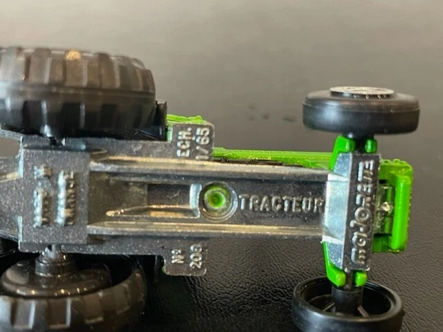 Vintage Majorette 203 Light Green w/ Yellow Rims Farm Tractor, 1/64 - Image 3 of 3