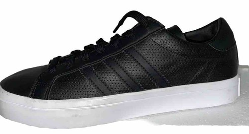 Size 6M/8.5 W Adidas Court Vantage Black Leather Sneaker White Sole - 第 1/9 張圖片
