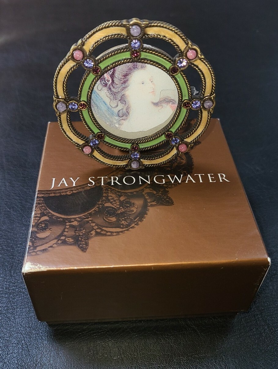 Jay Strongwater Small Round Picture Frame, with Swarovski Crystals