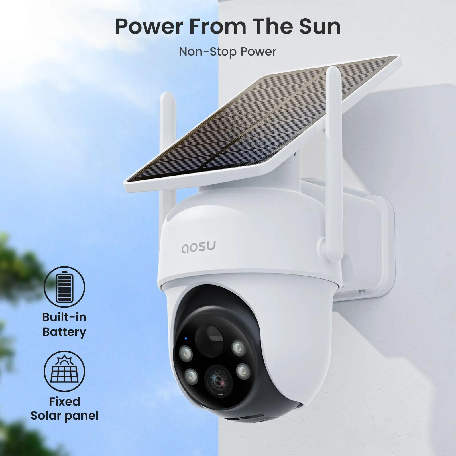 Sistema de cámara solar AOSU 3MP Kit de 2 cámaras Sistema de cámara inalámbrico Vigilancia Wifi...
