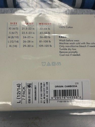 Cat and Jack size large 7 pack boys Briefs 12 -14 New - Picture 3 of 4