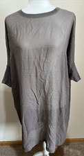 Eileen Fisher Women  s Sheer Brown Silk Georgette Dress Size XXS 268
