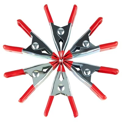 12 X JAK 2" Mini Metal Spring Clamps Wood Work Craft Strong Soft Grip Stall Clip