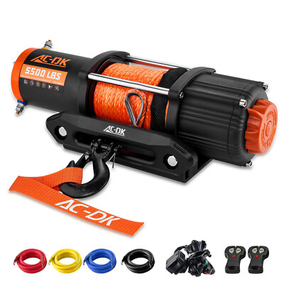 Electric Winch 5500LBS 12V with 50FT Synthetic Rope Towing Truck ATV UTV 4WD