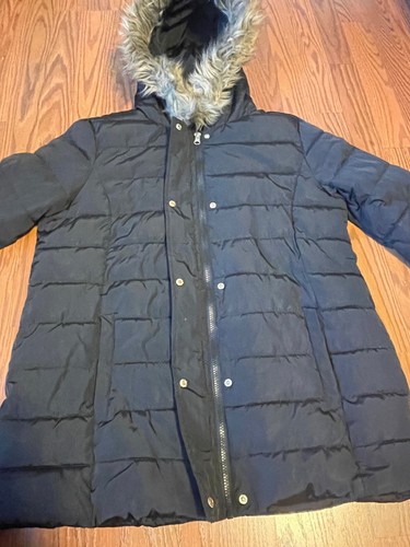 Time And Tru Black Hooded Puffer Lightweight Jacket Women’s M (8-10 Double Zip - Picture 6 of 11
