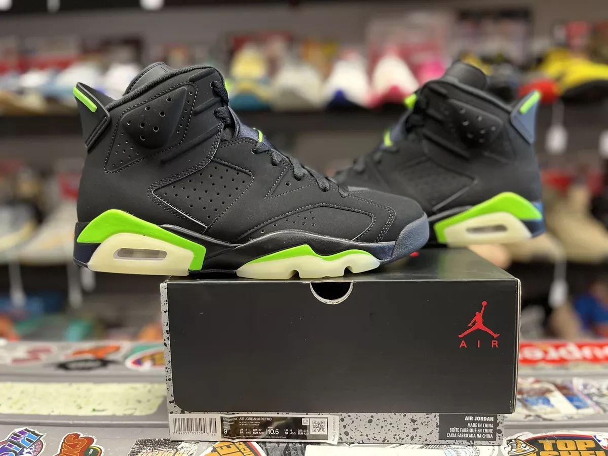 New Air Jordan 6 Electric Green 2021 Size 9 Rare Retro Authentic Black High MJ