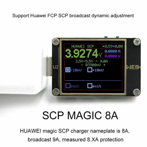 WEB-U2 USB Current / Voltage Meter QC4+ PD3.0 2.0 PPS Fast Charge Protocol Test - Afbeelding 7 van 12