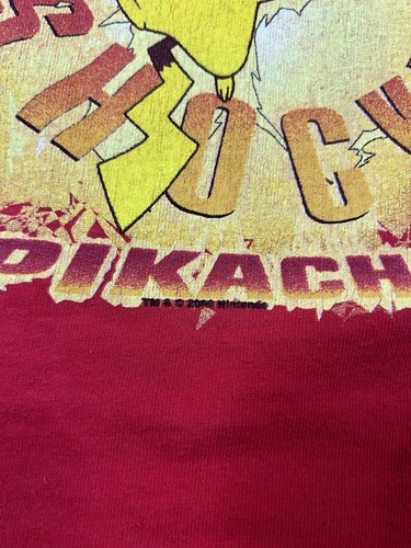 VTG 2000 Nintendo Pokemon Pikachu Thundershock T-Shirt Kids Size 4 Red - Picture 2 of 18