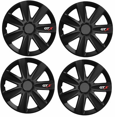 UKB4C 4x Wheel Trims Hub Caps 14" Covers Fits Renault Clio Megane Twingo In Silver And Black Alloy Look