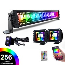 22inch 120w Rgb Led Work Light Bar Combo For Jeep Ford Offroad Pickup Lamp