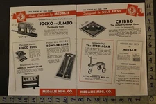 1946 JOCKO JUMBO CIRCUS BINGO BOWL CRIBBAGE MEDALIE MINNEAPOLIS 2-pg TOY ADTH38