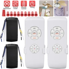 2x Universal Ceiling Fan Lamp Light Wireless Timing Remote Control Receiver Kit