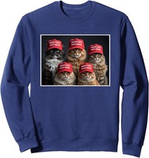 Donald Trump Make Cats Safe Again Red Hat 2024 Debate Unisex Crewneck Sweatshirt