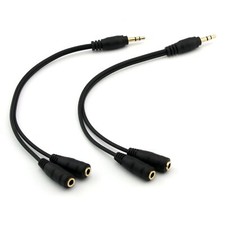 2pack Gold Plated 3.5mm Stereo Jack Splitter Cable Adapter Connectors 3.5mm Male