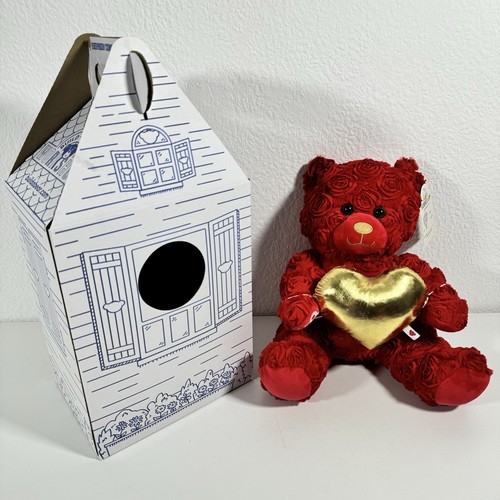 Build A Bear BAB Red Roses Bear Talking With Tag & Box Valentine Says I Love You - Picture 3 of 17