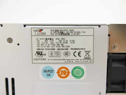 EMACS MIN-6251P 250W Redundant Power Supply P/N: B010410018 - Afbeelding 6 van 6