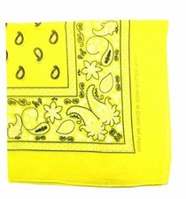 One Dozen 100 Cotton Yellow Cowboy Paisley Double Sided Bandana Size 22 X 22