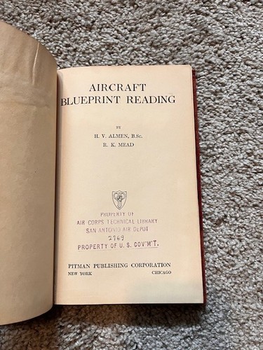 "Aircraft Blueprint Reading" Almen and Mead Hardcover 1940 Pitman Publishing - Picture 5 of 7