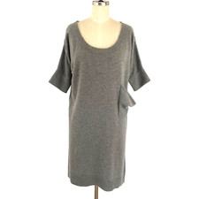 Calypso St Barth Women's Dress Small One Pocket Gray 100% Cashmere Quiet Luxury
