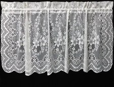 Dogwood Lace Window Valance White Cotton Blend 60" x 25" Kitchen Bedroom