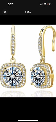 Wowshow Moissanite earrings Gold  925 sterling silver  2ct/4ct moissanite dangle