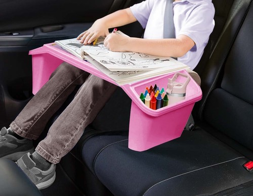 Lap Desk With 3 Storage Compartment Study Table Breakfast Bed Tray For Kids Pink - Picture 6 of 24