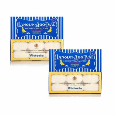 Victoria Lanolin-Agg-Tval New Sweden Eipackung Eierseife weiße Seife (50g x 6) 2er Set