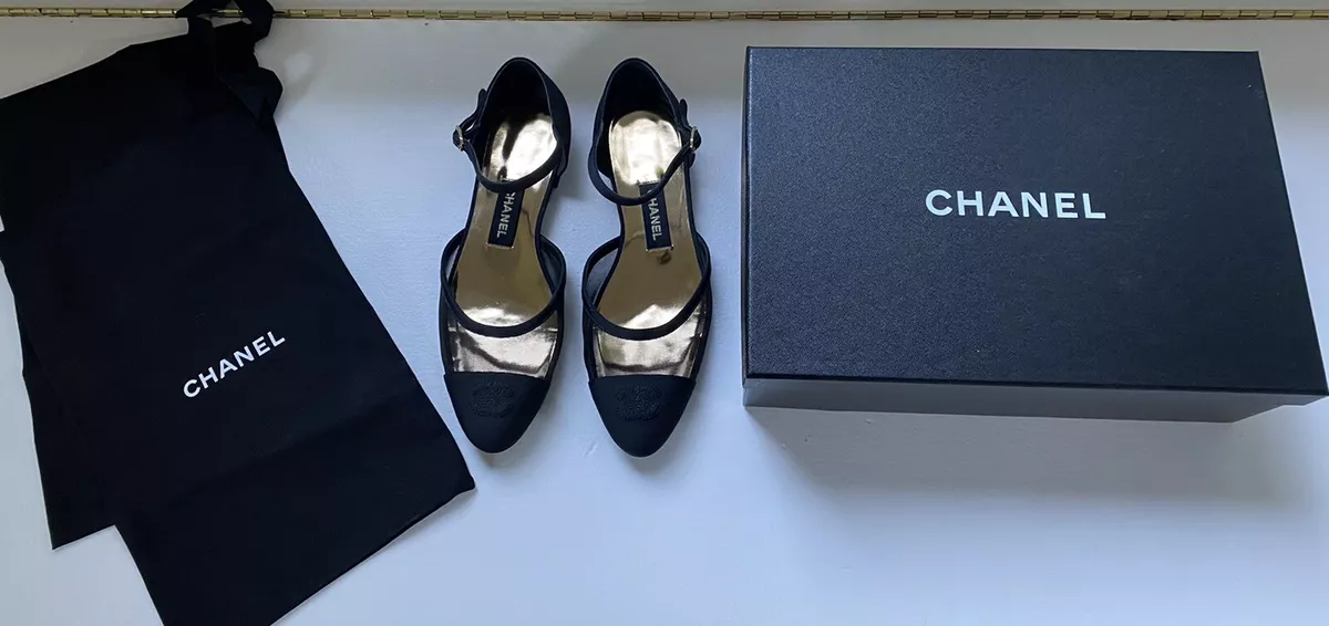 Chanel Mesh and Black Grosgain Mary Jane Size 37