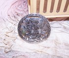 930 SILVER Onyx Mexico LG Round Pin Brooch | Aztec-Incan-Mayan Chief with Snake — photo 3